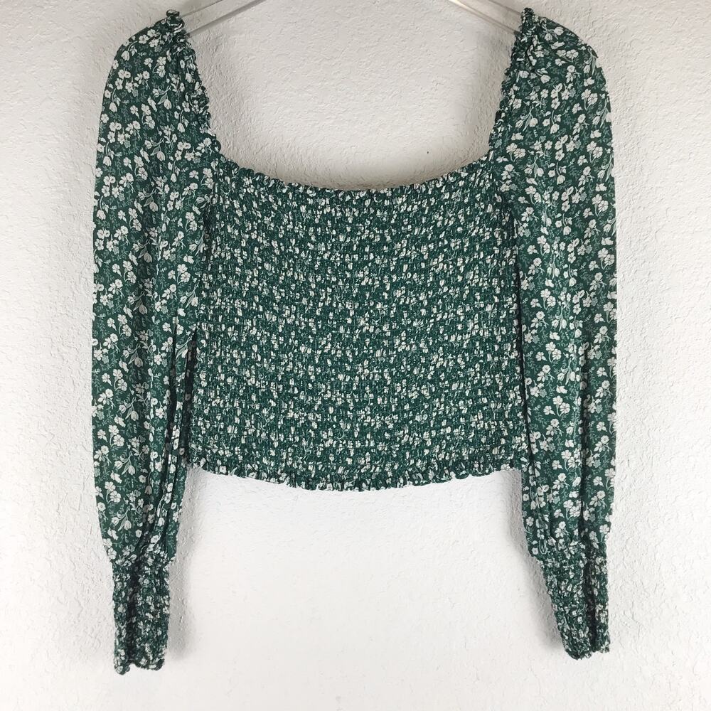 Reformation Pinto Top Floral Smoked Bishop Sleeve Square Neck Coquette Romantic